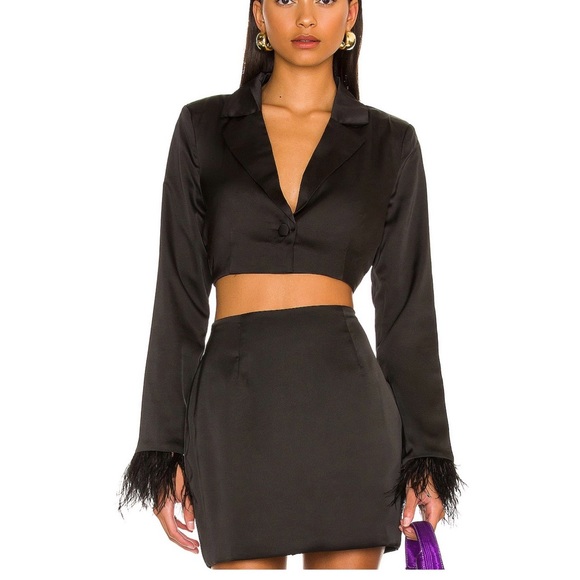 NEW cropped blazer with fur - Picture 2 of 4